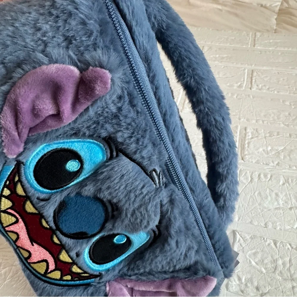 New Disney Stitch Small Insulated Lunch Bag Disney Stitch Furry Bag Blue & Pink